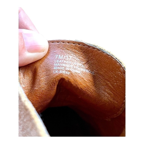 LUCKY BRAND, WOMENS, TRENDY, SWAY WEDGE BOOTIES. CAMEL COLOR LEATHER. SIZE 7M - Picture 6 of 7